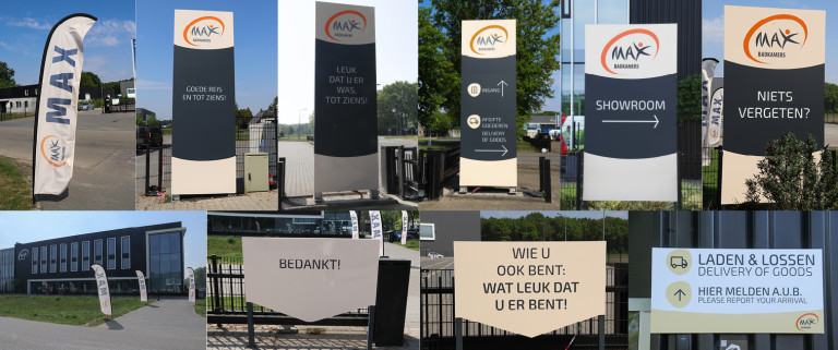 Pilaren en vlaggen MAX Badkamers hoofdkantoor